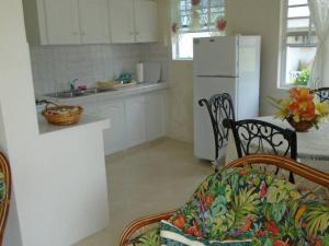 a kitchen with a refrigerator and a table and chairs at Simply Beautiful Two Storey home/apt awaits you in Saint James +9 photos