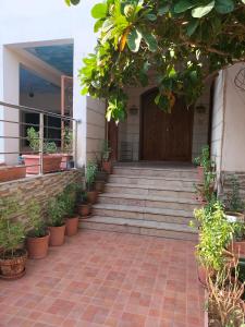 einer Haustür eines Hauses mit Topfpflanzen in der Unterkunft Villa Marmara in Medina