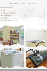 a collage of pictures of other furniture and a table at Hidden Homestay in Marang