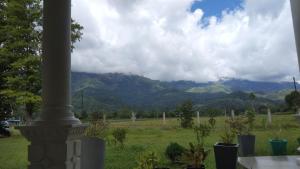 a pole in a field with mountains in the background at Ceylan Star Guest Inn in Wellawaya
