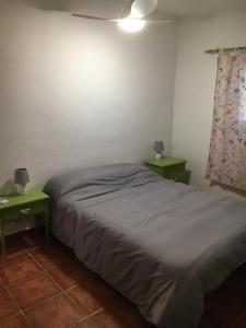 1 dormitorio con 1 cama y 2 mesitas de noche en Agradable casa rural, en Murcia