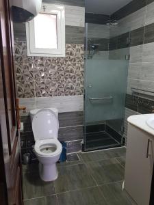 uma casa de banho com um WC e um chuveiro em Two Bedroom at Sunny Lakes Resort em Sharm el Sheikh