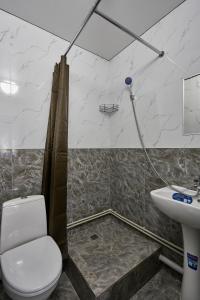 a bathroom with a toilet and a sink at Апарт 33 in Almaty