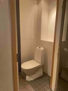 a bathroom with a white toilet in a stall at Luxury villa with stunning view in Pargas +11 photos