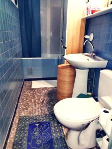 ein Bad mit einem WC und einem Waschbecken in der Unterkunft Studio avec wifi a Paris in Paris