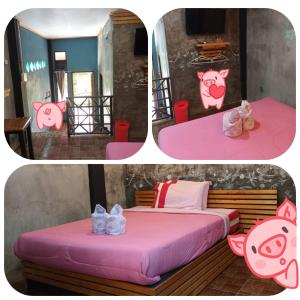 a room with a bed with a pink cover at The Ozone station in Ban Huai Phai +6 photos