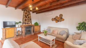 Almáchar的住宿－Casa Villalba Almachar by Ruralidays，带沙发和壁炉的客厅