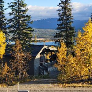 a cabin with a view of a lake and trees at Mountain Holiday Homes - Ottsjö, Trillevallen -Sweden in Åre