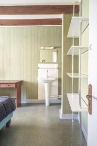 a bathroom with a sink and a mirror at Gite la LITBERE in Campan