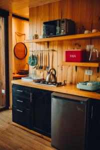 Una cocina o zona de cocina en OUTSCAPE l Refugios Puerto Fuy, Huilo Huilo