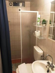 a bathroom with a toilet and a sink at Katica Apartmanok in Egerszalók