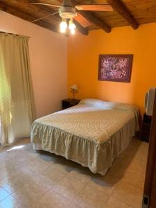 a bedroom with a bed and a painting on the wall at Cabañas Puerta del Sol in San Rafael