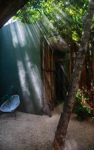 een stoel voor een gebouw met bomen bij Loba Tulum Male Only in Tulum