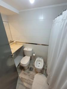 La salle de bains est pourvue de toilettes et d'un bidet. dans l'établissement DEPARTAMENTO LA GAVIOTA, à Salta