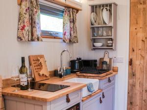 a kitchen with a sink and a counter top at Little Willows in Potterne