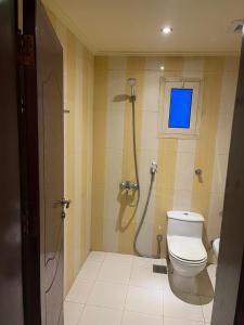a bathroom with a shower and a toilet in it at قصر اليمامة للشقق المخدومة Al Yamama Palace Serviced Apartments in Yanbu
