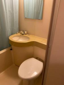 a bathroom with a white toilet and a sink at 副都心線池袋駅C1出口から徒歩3分 1か月以上のご予約は6割Off in Tokyo +12 photos
