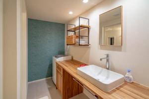 近江八幡市にあるRakuten STAY HOUSE x WILL STYLE Hachimanboriのバスルーム(洗面台、鏡付)