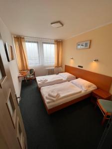 Un pat sau paturi într-o cameră la Hotel Labe