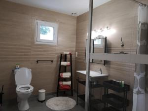 ein Bad mit einem WC und einem Waschbecken in der Unterkunft Le Jardin in Lison