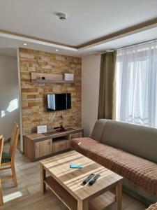 a living room with a couch and a tv at Apartment S&A Milmari Resort S43 in Kopaonik