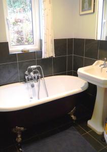 a bathroom with a bath tub and a sink at Bar Hill Lodge in Gatehouse of Fleet