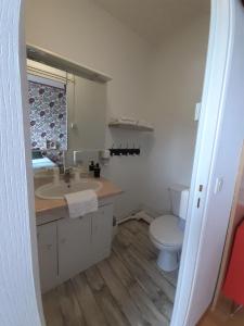 a bathroom with a sink and a toilet at Ma Campagne - Le Jardin in Auberville