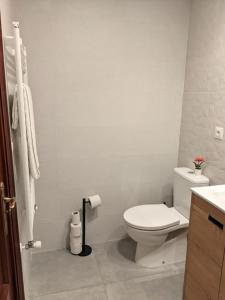 a white bathroom with a toilet and a sink at Apartamento Sanfuentes Bat in Sanfuentes