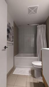 a bathroom with a tub and a toilet and a shower at Lovely 2 Bed Condo in Downtown Toronto in Toronto