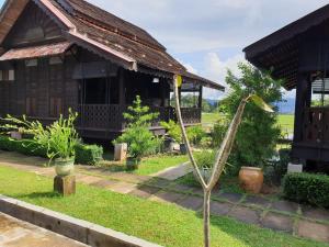 a tree in front of a house at tanabendang banglos in Pantai Cenang