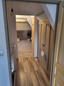 a hallway leading to a bathroom in a house at Très bel appartement cosy en hyper centre in Romorantin