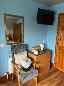 a room with a mirror and a chair and a dresser at Doughlasha House V93RX64 in Killarney