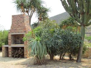 a brick oven in a garden with palm trees at Zungah Lodge in Uitenhage