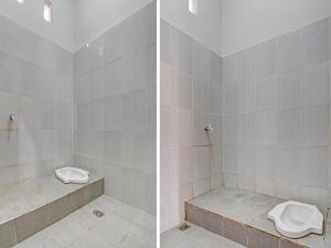 two pictures of a bathroom with a toilet in a tub at SPOT ON 91828 Homestay Dinda Syariah in Parit