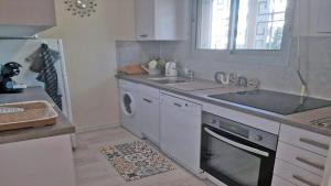 kuchnia ze zlewem i pralką w obiekcie Patio Fleuri w miejscowości Sainte-Maxime
