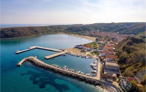 an aerial view of a harbor with boats in the water at 2 Bedroom Stunning Home In Susak in Susak