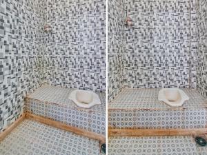 two pictures of a bathroom with a toilet in a shower at SPOT ON 91834 Sg 99 Homestay Syariah in Parit