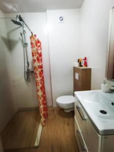 uma casa de banho com um WC e um lavatório em Apartman Lena em Doboj