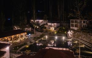 an aerial view of a resort at night at Offto Resort Hunza in Hunza