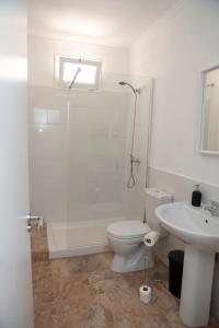 une salle de bains avec toilettes, lavabo et douche dans l'établissement Palmera, à Agüimes