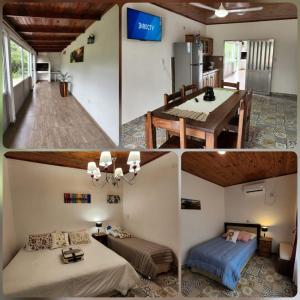 un collage de tres fotos de una sala de estar y una cocina en CASABLANCA APARTAMENTOS en San Roque