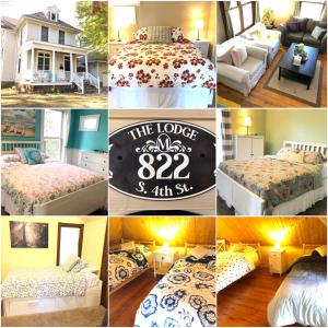 a collage of photos of a bedroom and a house at The Lodge Dog and Family Friendly 5 Bedrooms 13 guests 10 beds in Saint Peter
