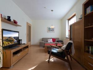 ein Wohnzimmer mit einem TV und einem Sofa in der Unterkunft Ferienwohnung Leipold Andreas in Merzig