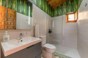 a bathroom with a sink and a toilet and a shower at Rapia. Casa Azul 6 in Los Granadicos