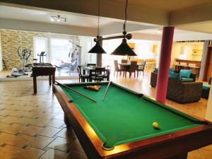 a living room with a pool table in it at Villa Fanny in Ribeira Brava