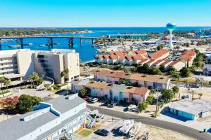 an aerial view of a city with a harbor at 1BR Townhouse on Okaloosa Island - 5 Min Walk to Beach! Near Restos! in Fort Walton Beach