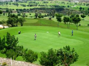 a group of people playing golf on a golf course at Amazing apartment in La Env a with private terrace in La Envia