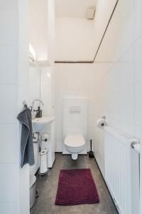 biała łazienka z umywalką i toaletą w obiekcie Penthouse apartment - Sauna - Terrasse - Kamin - AC w Wiedniu +15 zdjęć