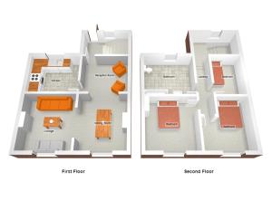 a floor plan of a house with furniture at Hanford Apartments by YourStays in Stoke on Trent