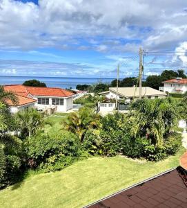 an aerial view of a house with a yard at Ferron House in Saint James